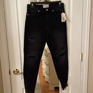 Free People We The Free Ripped and Repaired (Patches) Skinny Jeans Raw Hem